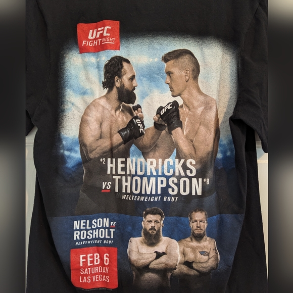 UFC Fight Night Last Vegas Graphic Black T-Shirt "Hendricks vs Thomson" Sz S - Picture 3 of 5